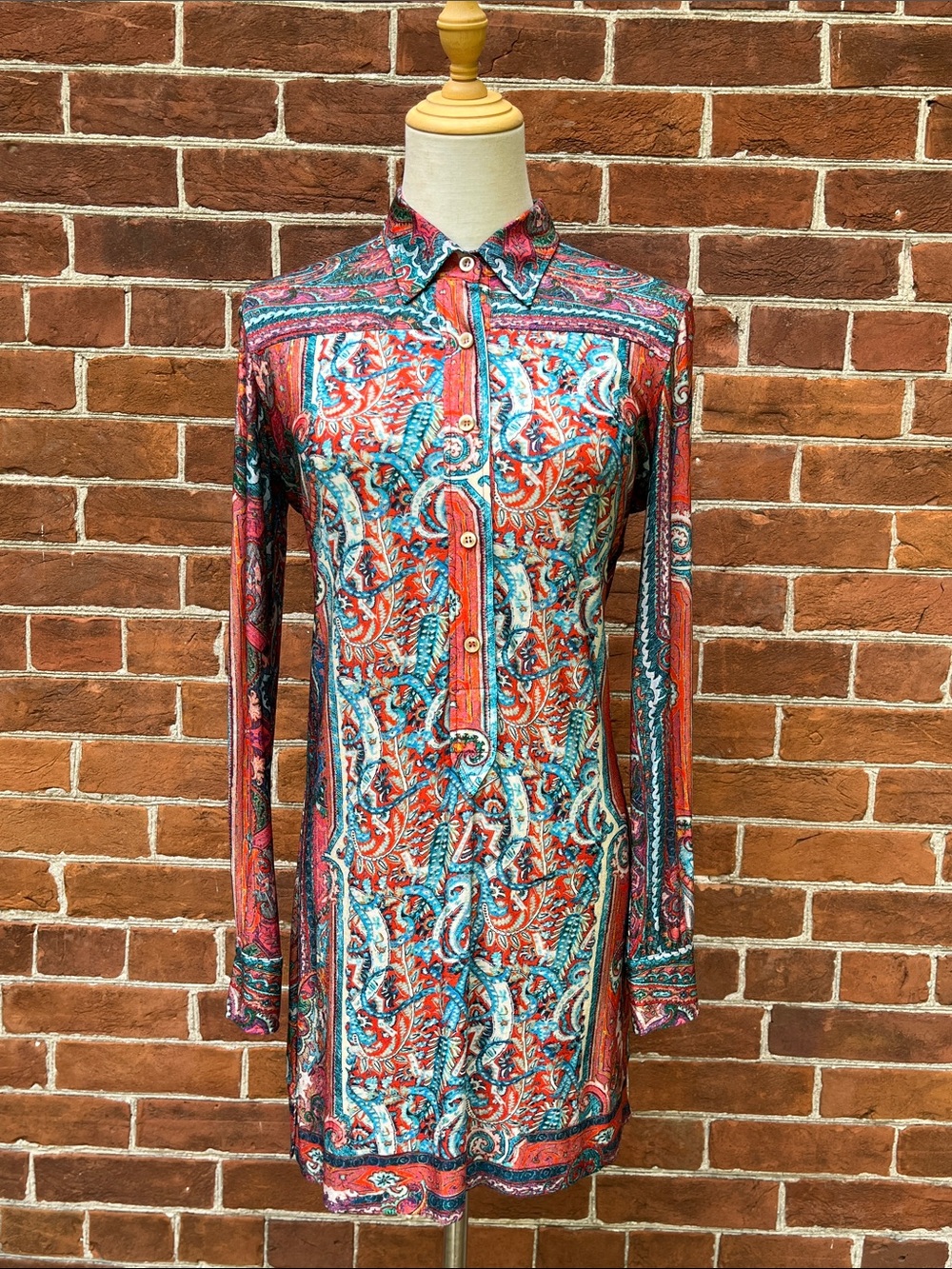 Isabel Marant Red and Blue Paisley Button Down Tunic